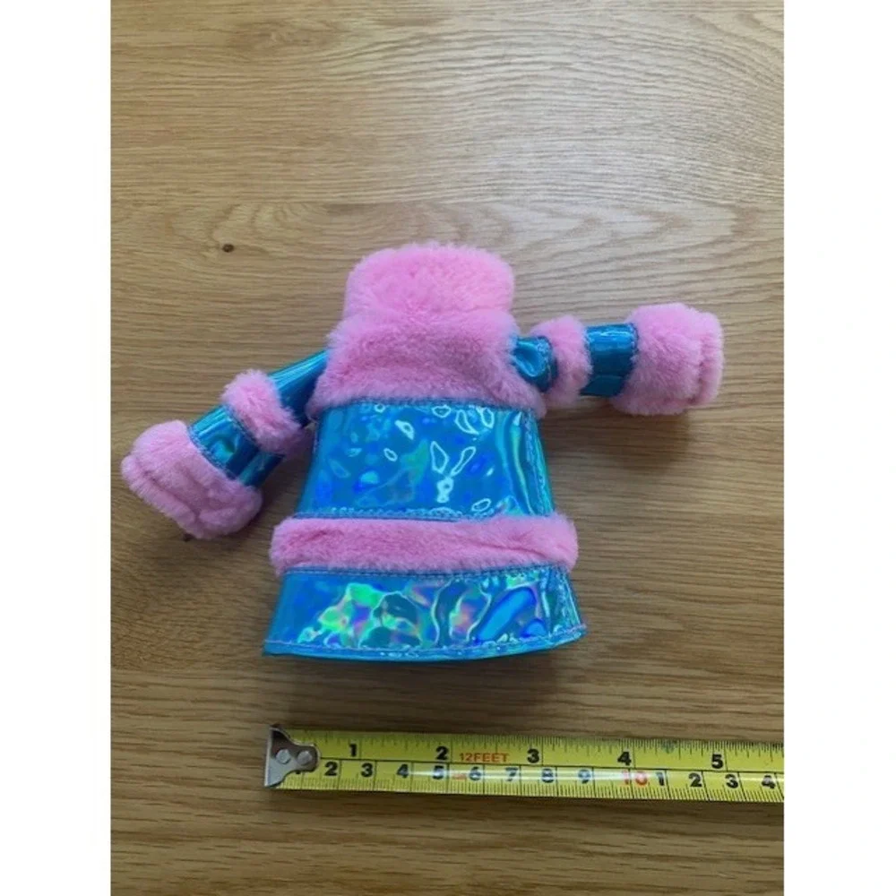 Barbie Jacket Doll Accessory Pink Blue Good Holographic Faux Fur Trim Glam